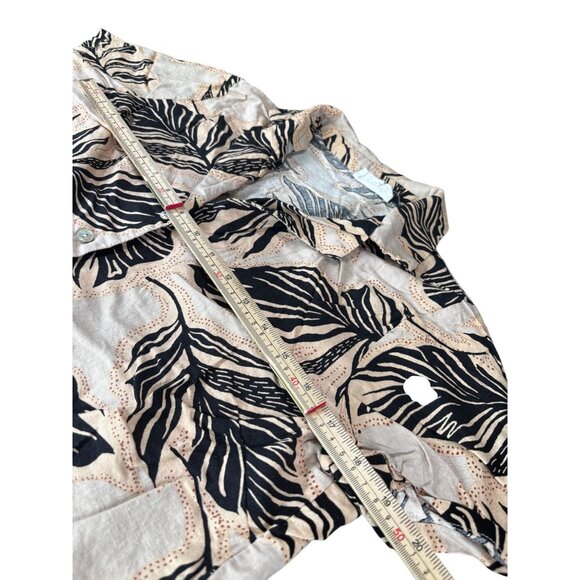 Panama Jack Womens Short Sleeve Button-Down Shirt M Leaf Print Linen/Rayon Blend - Picture 8 of 10